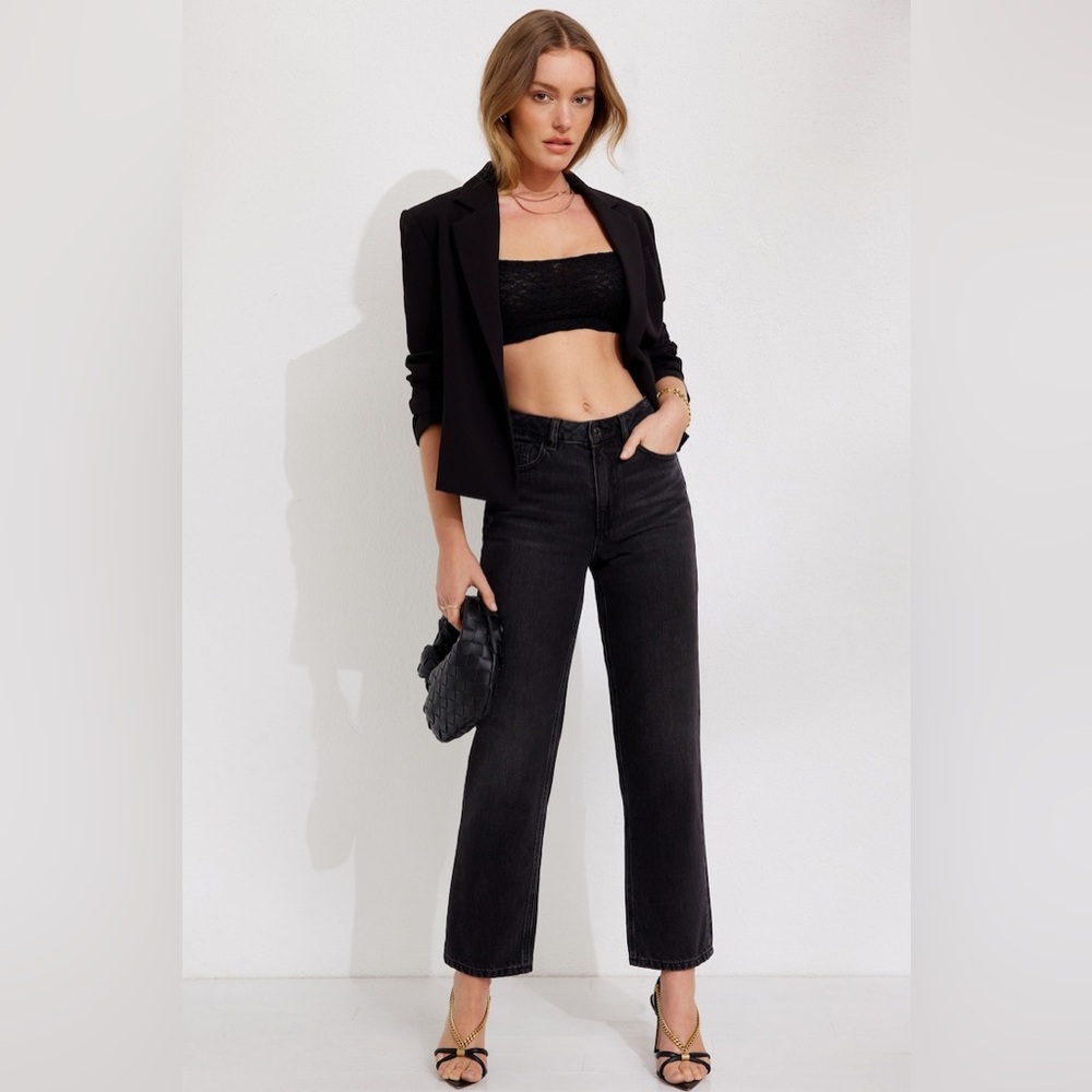 Dynamite Justina Washed Black Straight Jeans